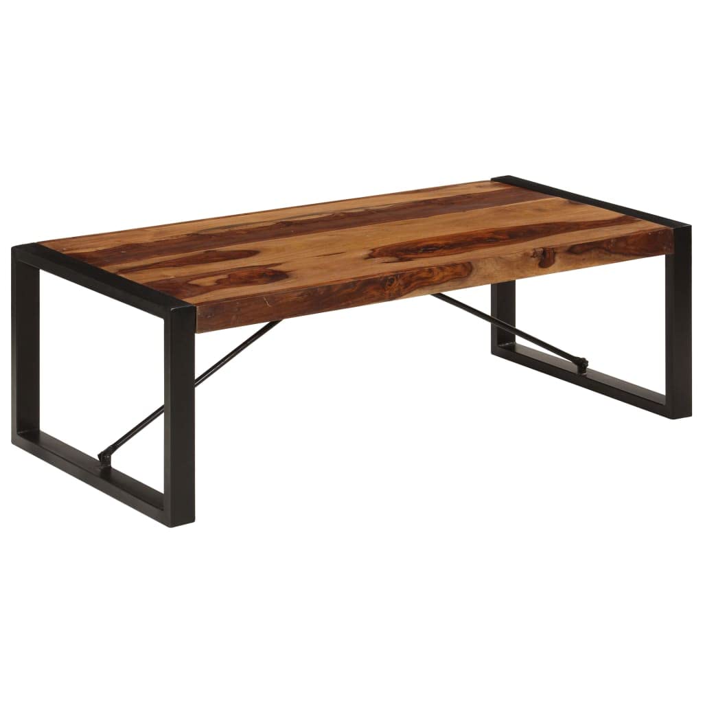 Brown Rectangular Sheesham Wood Coffee Table with Steel Legs B21294
