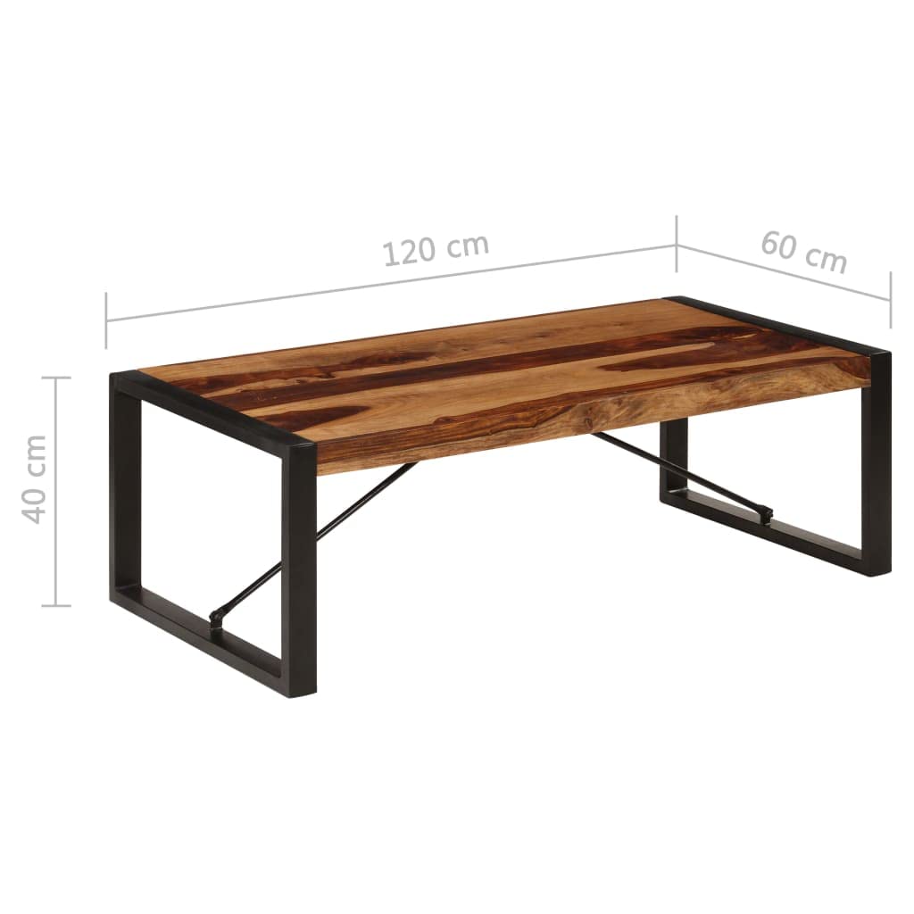 Brown Rectangular Sheesham Wood Coffee Table with Steel Legs B21294