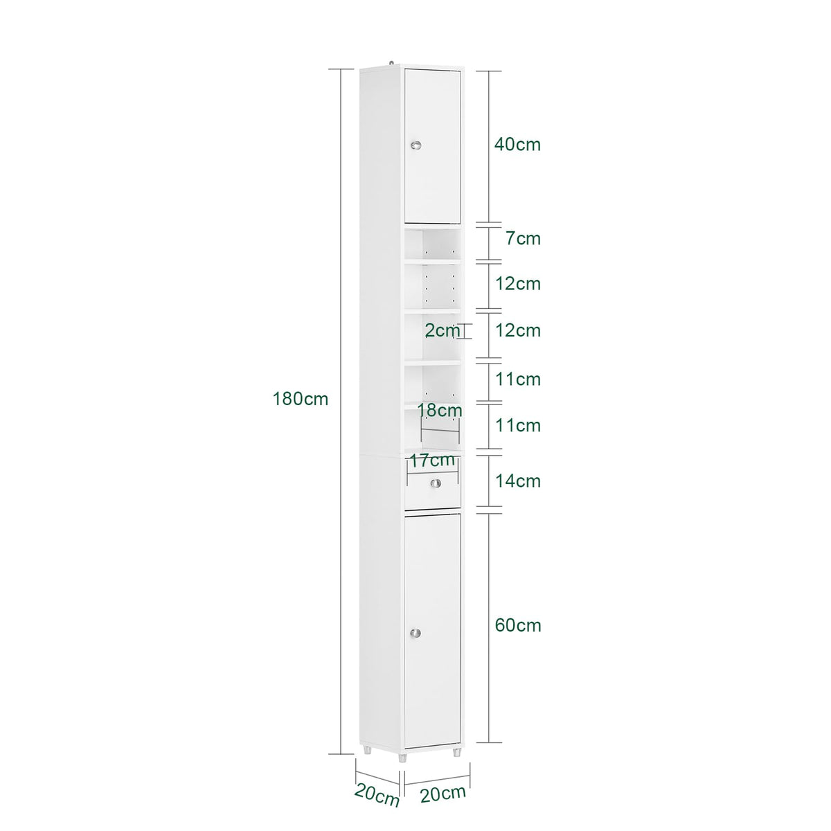 Narrow White Bathroom Storage Cabinet S5073