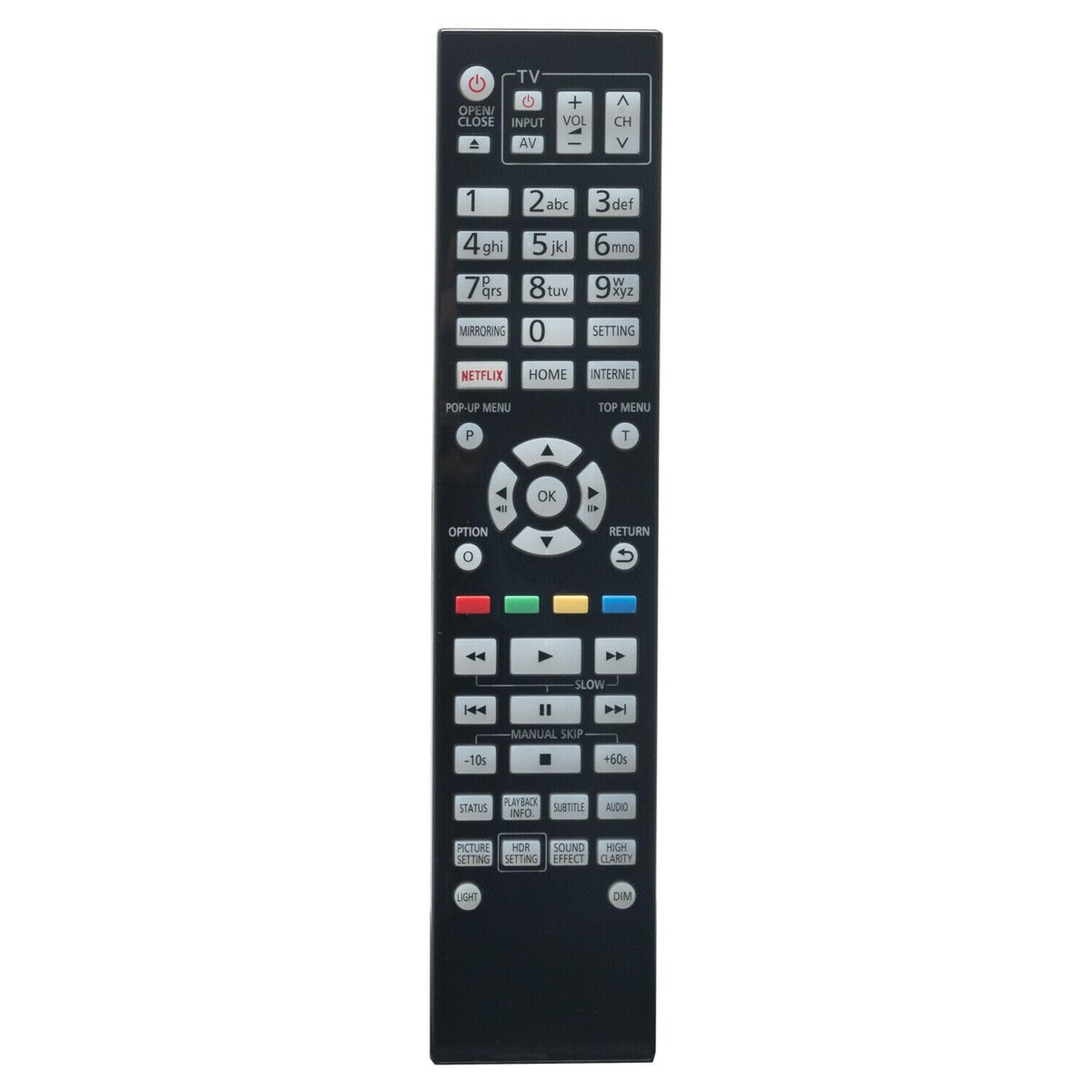 Replacement Remote Control for Blu-ray DVD Disc Player with Backlight S87983