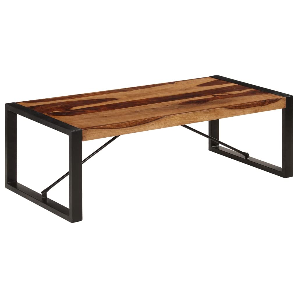 Brown Rectangular Sheesham Wood Coffee Table with Steel Legs B21294