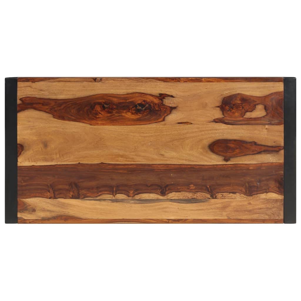 Brown Rectangular Sheesham Wood Coffee Table with Steel Legs B21294