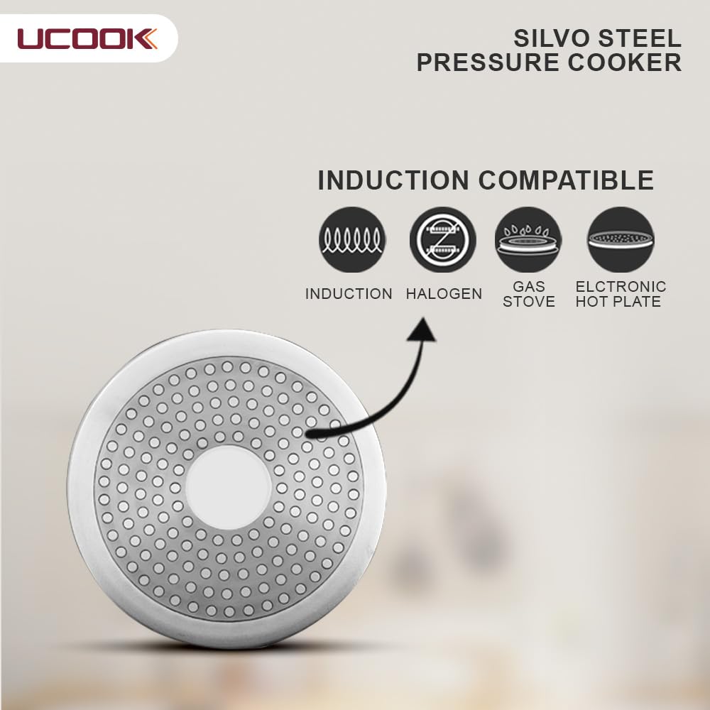 Stainless Steel Induction Pressure Cooker, 3 Litre, Silver V99863