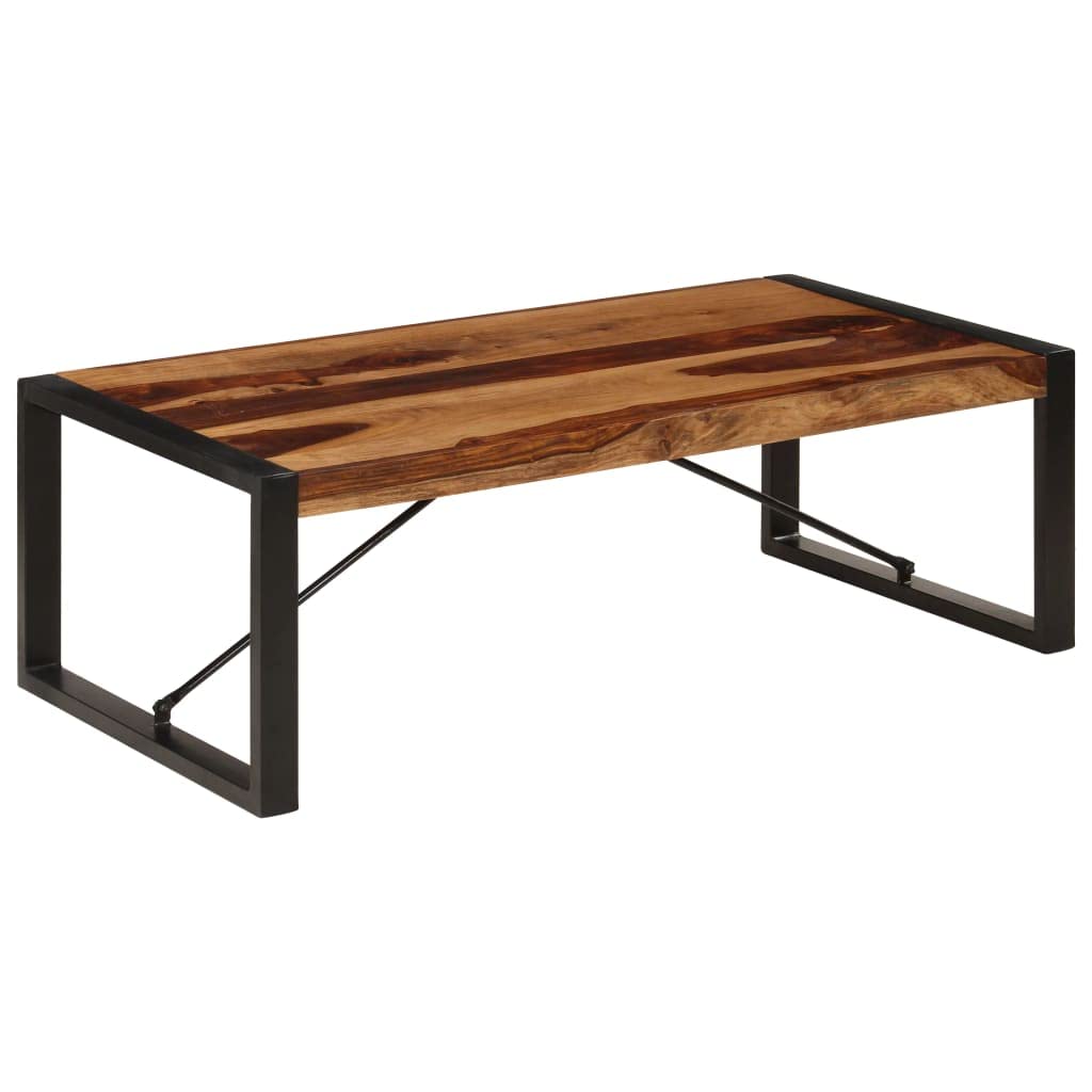 Brown Rectangular Sheesham Wood Coffee Table with Steel Legs B21294
