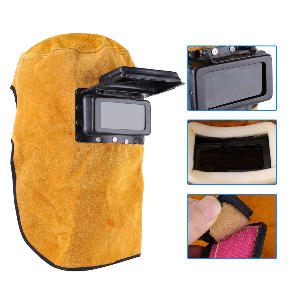 Leather Welding Hood with Flip-Up Lens Y74657