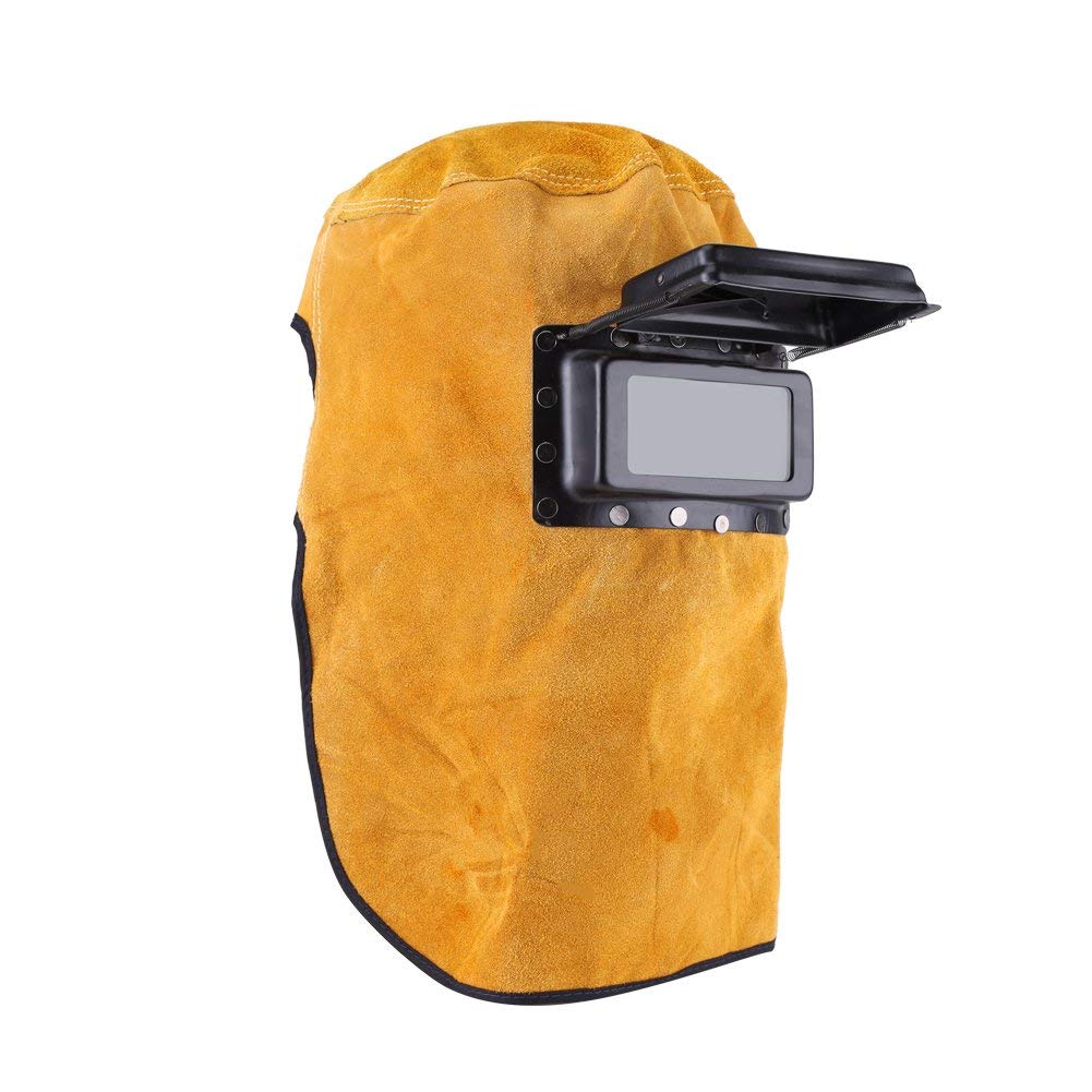 Leather Welding Hood with Flip-Up Lens Y74657