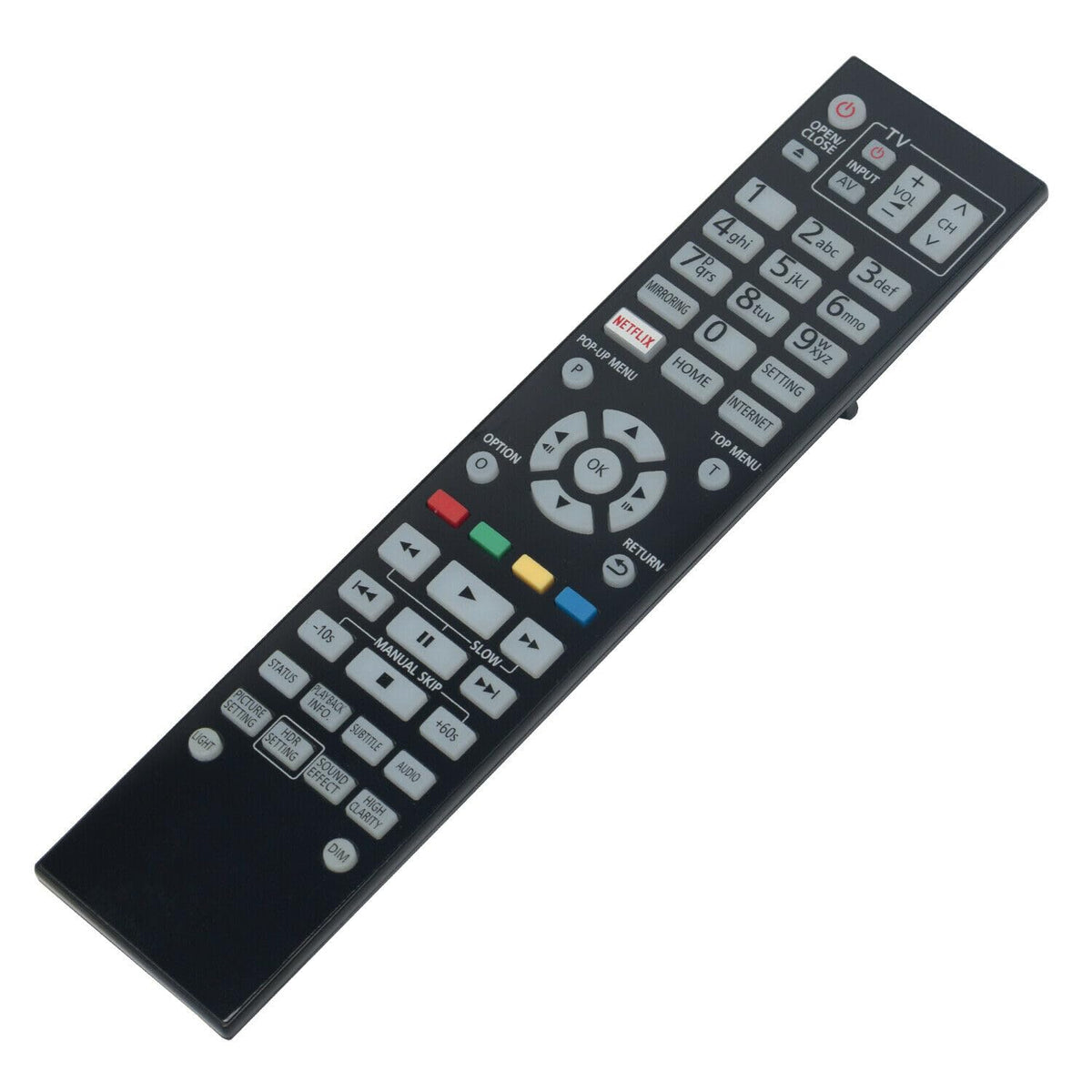 Replacement Remote Control for Blu-ray DVD Disc Player with Backlight S87983