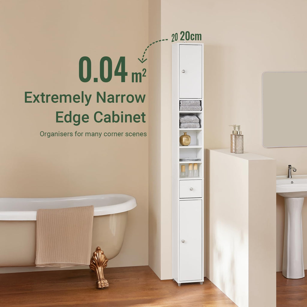Narrow White Bathroom Storage Cabinet S5073