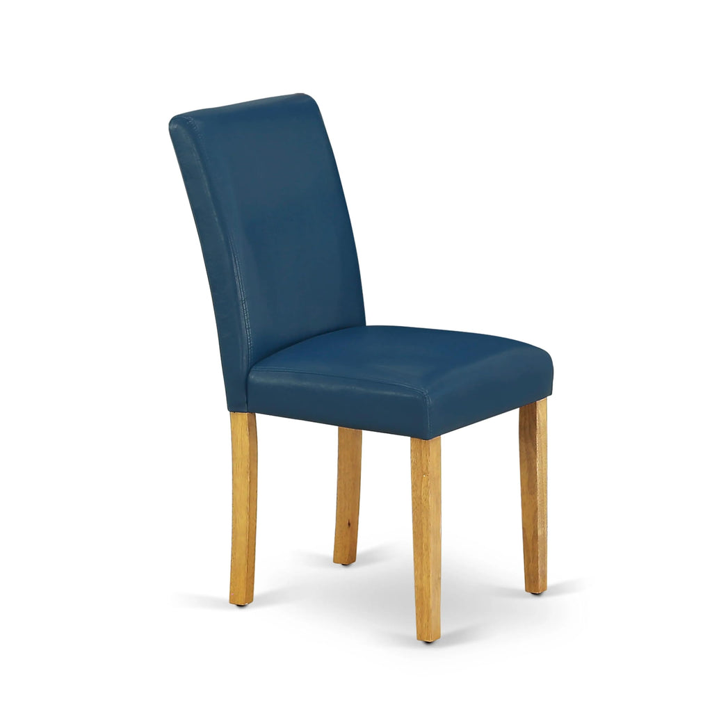 5 Piece Oak Dining Table Set with 4 Blue Faux Leather Chairs K947