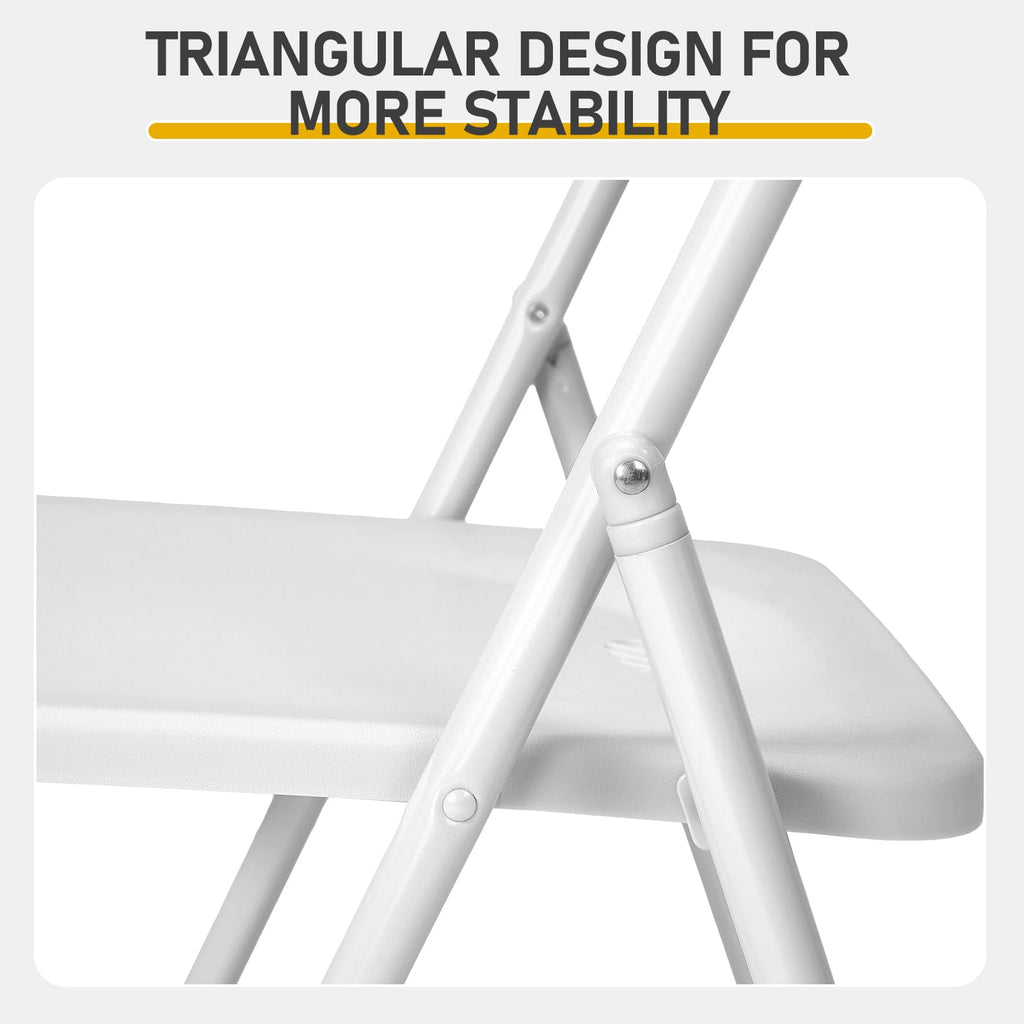 White Plastic Folding Chairs, 10 Pack Steel Frame X160274