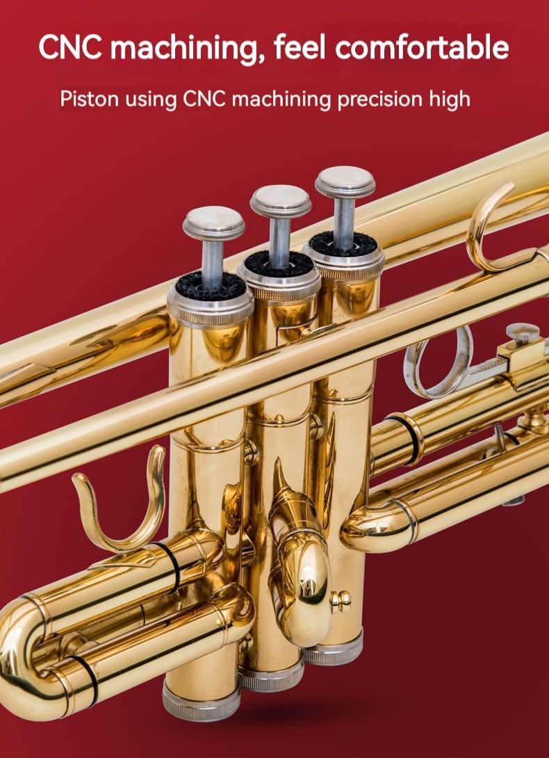 Golden B Flat Three-Tone Trumpet with Box Maintenance Suit O1713