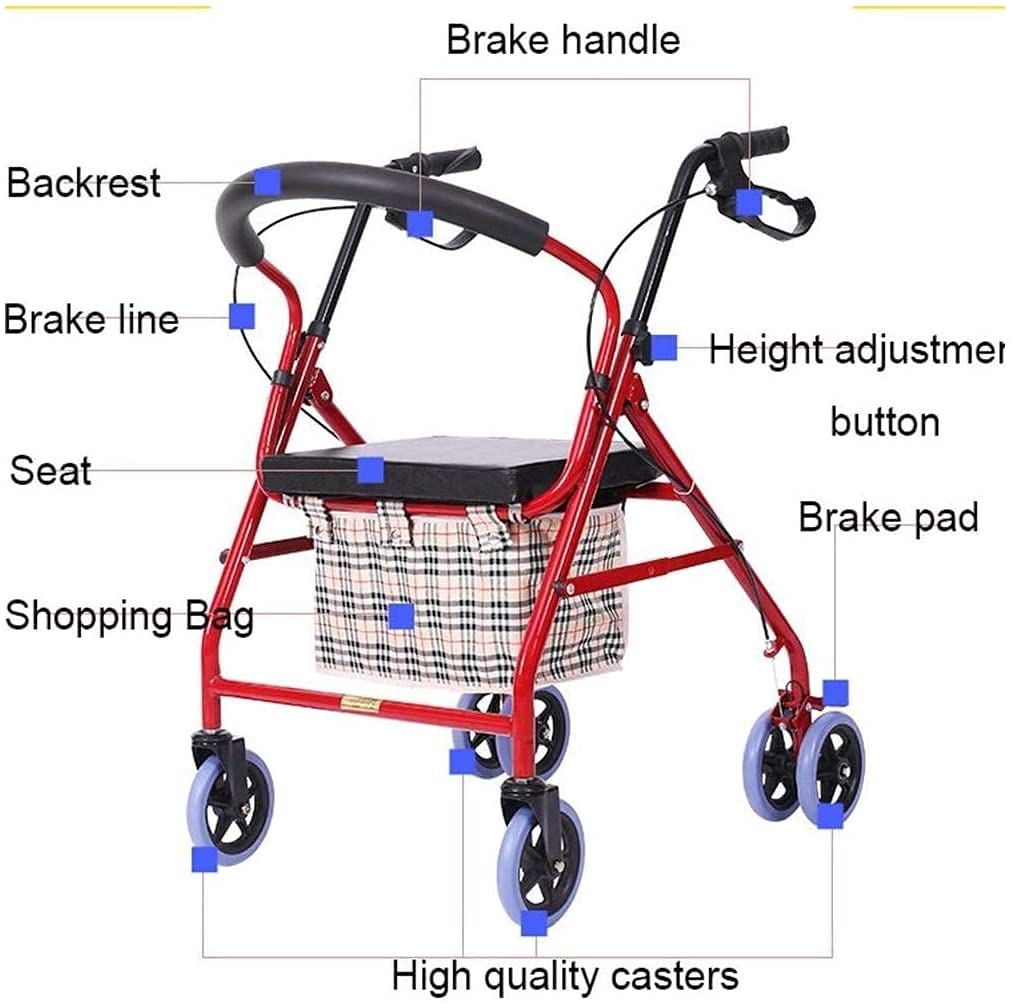 Compact Folding Rolling Walker with Padded Seat and Carry Bag C779703