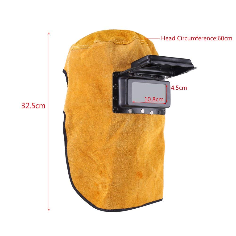 Leather Welding Hood with Flip-Up Lens Y74657