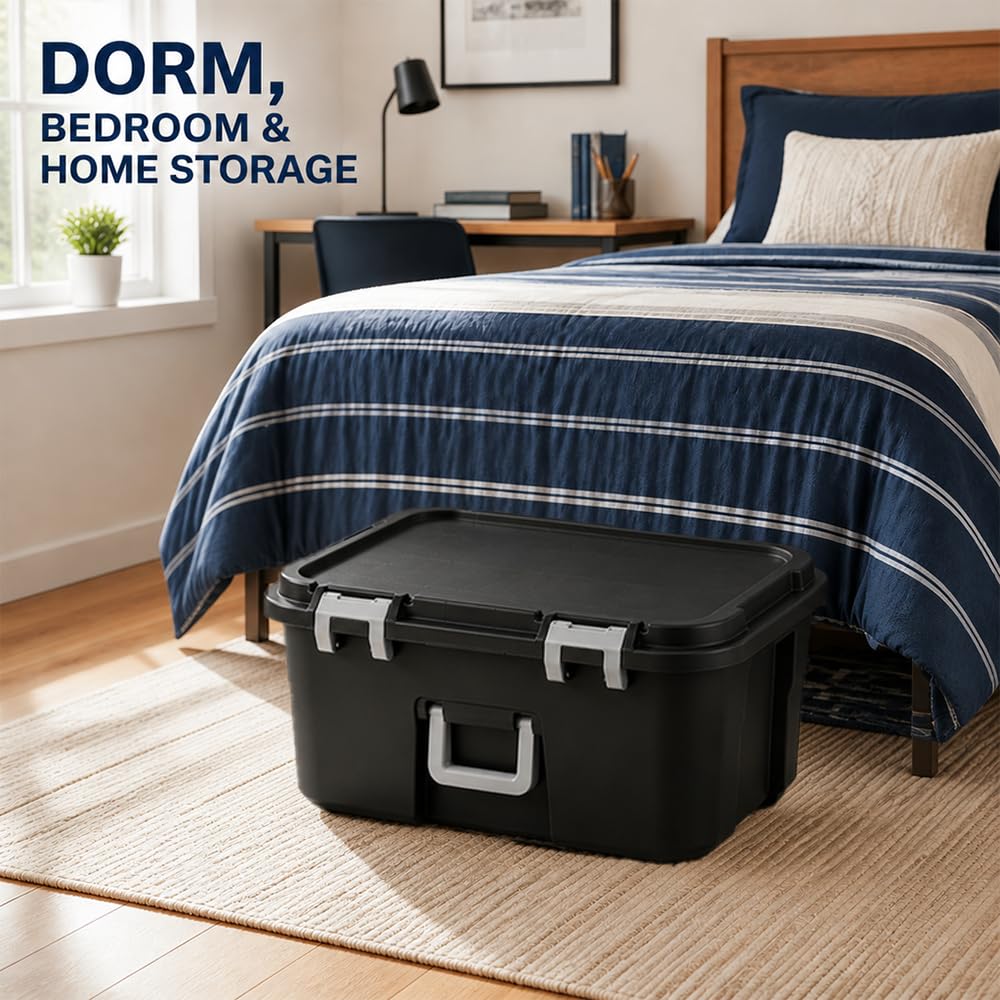 22 Gallon Wheeled Black Storage Trunk F13629