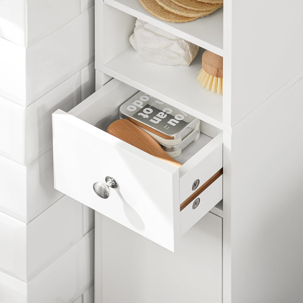 Narrow White Bathroom Storage Cabinet S5073