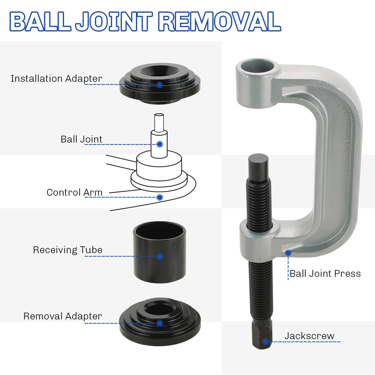Heavy Duty Ball Joint Press and U Joint Removal Tool Kit & 1/2-Inch Drive Impact Socket Set Q993