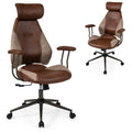 Brown Faux Fur Ergonomic Office Chair with Headrest and Wheels X675