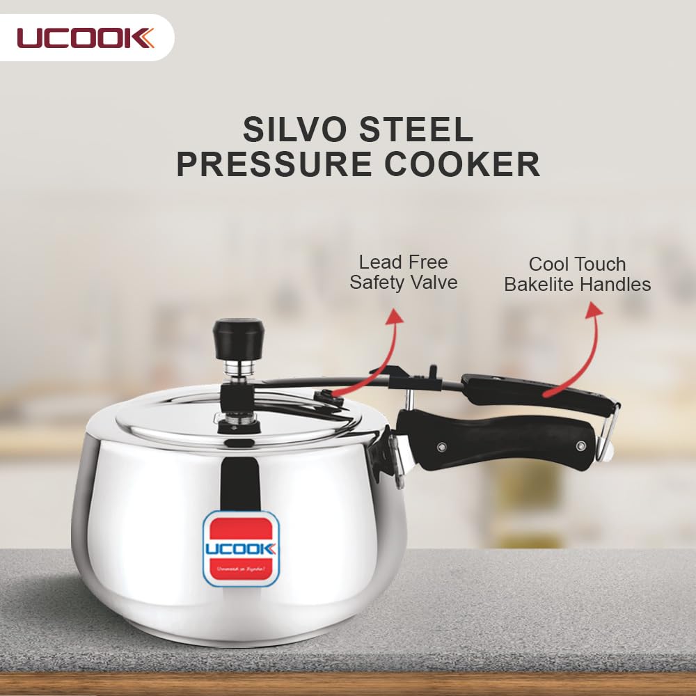 Stainless Steel Induction Pressure Cooker, 3 Litre, Silver V99863