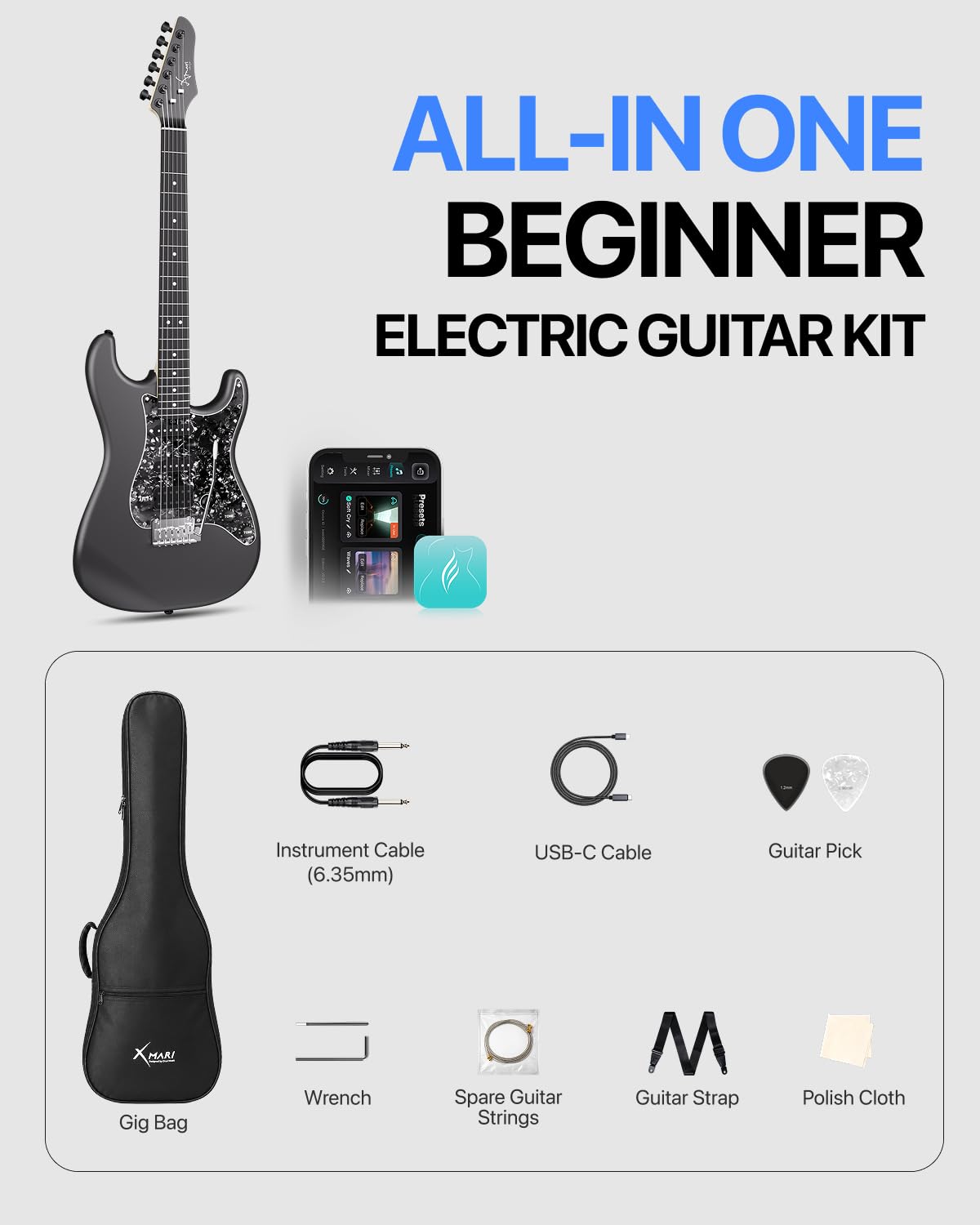 39" Smart Electric Guitar with Built-in 4 Effects H8525
