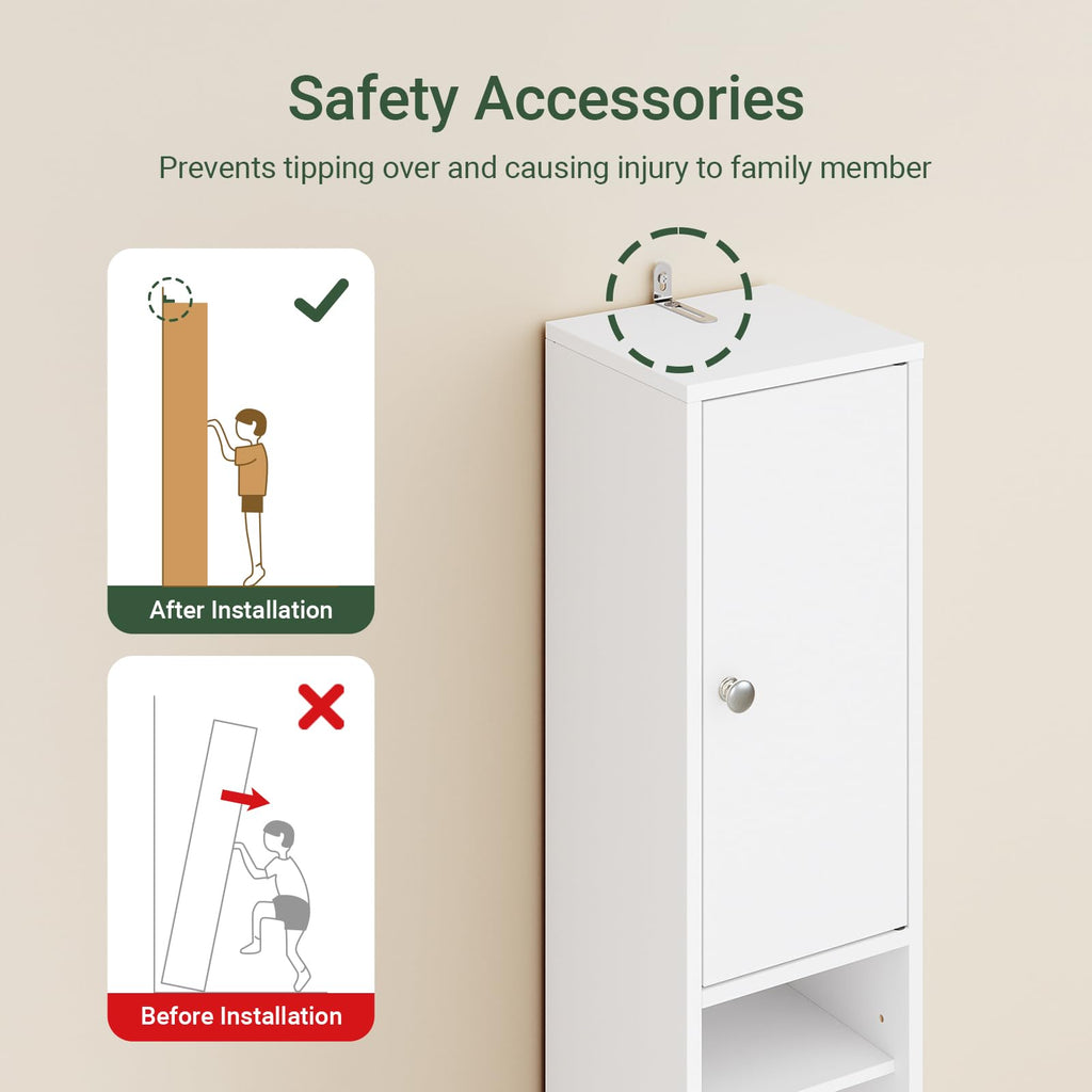 Narrow White Bathroom Storage Cabinet S5073