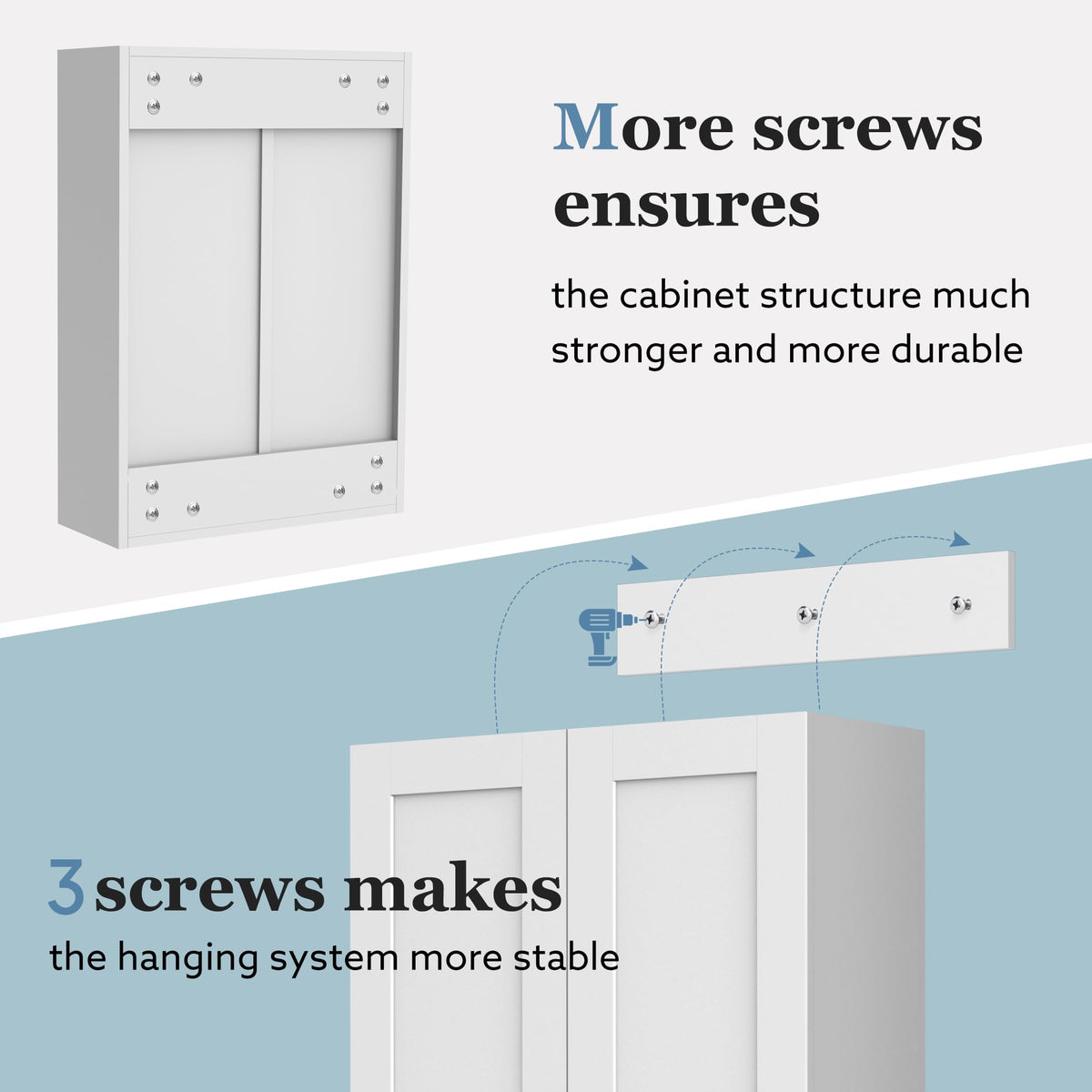 Wall Mounted White Bathroom Storage Cabinet 20x28 inch N828
