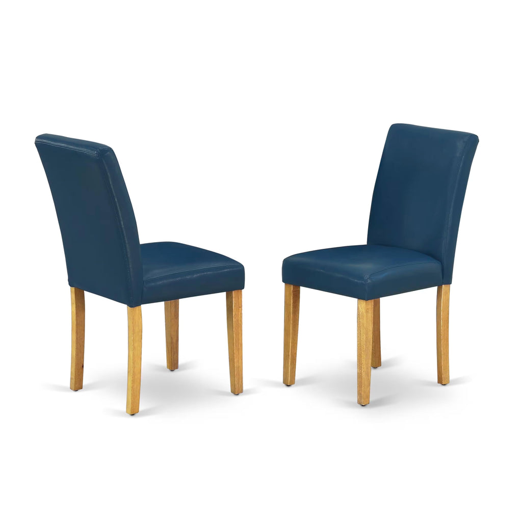5 Piece Oak Dining Table Set with 4 Blue Faux Leather Chairs K947