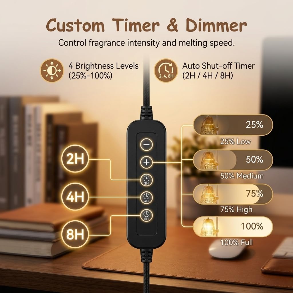 Dimmable Height Adjustable Candle Warmer Lamp with Timer W427