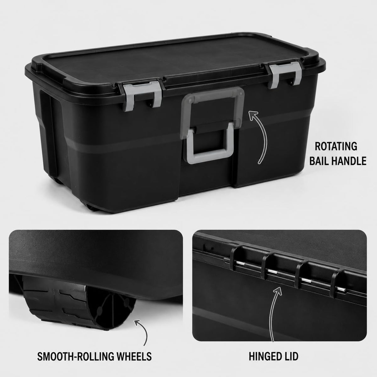 22 Gallon Wheeled Black Storage Trunk F13629