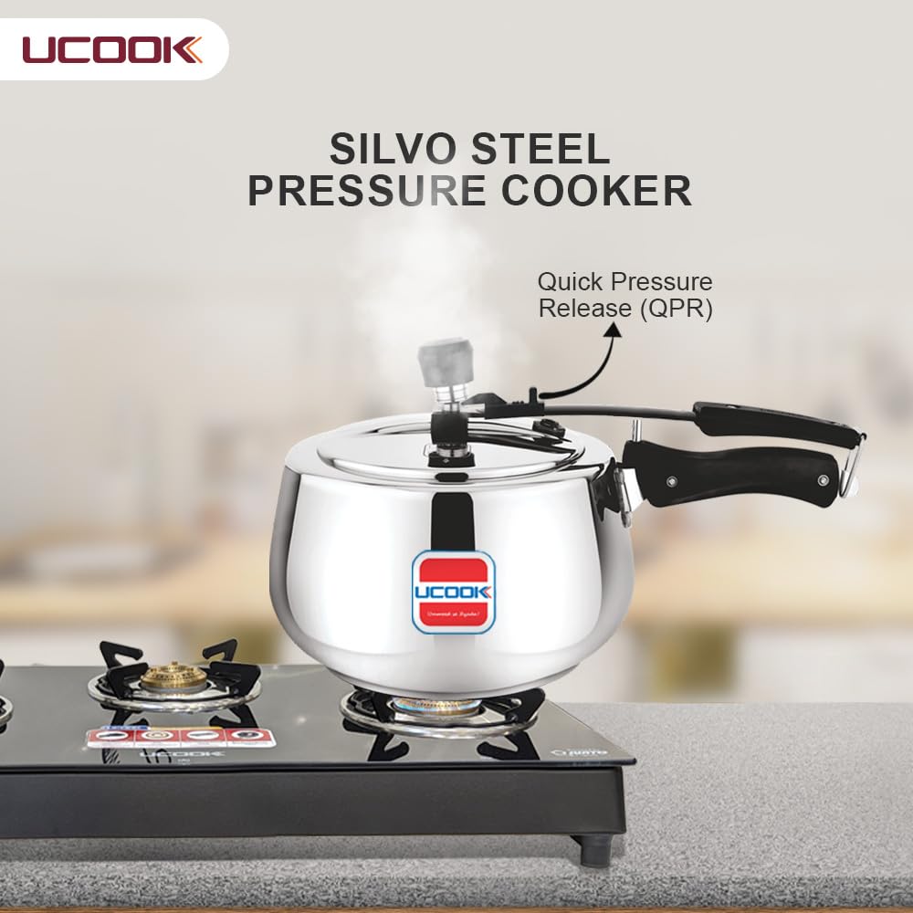 Stainless Steel Induction Pressure Cooker, 3 Litre, Silver V99863