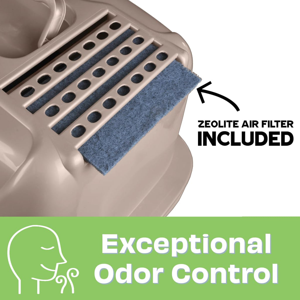 Large Enclosed Sifting Cat Pan with Odor Door, Hooded, Beige T4264