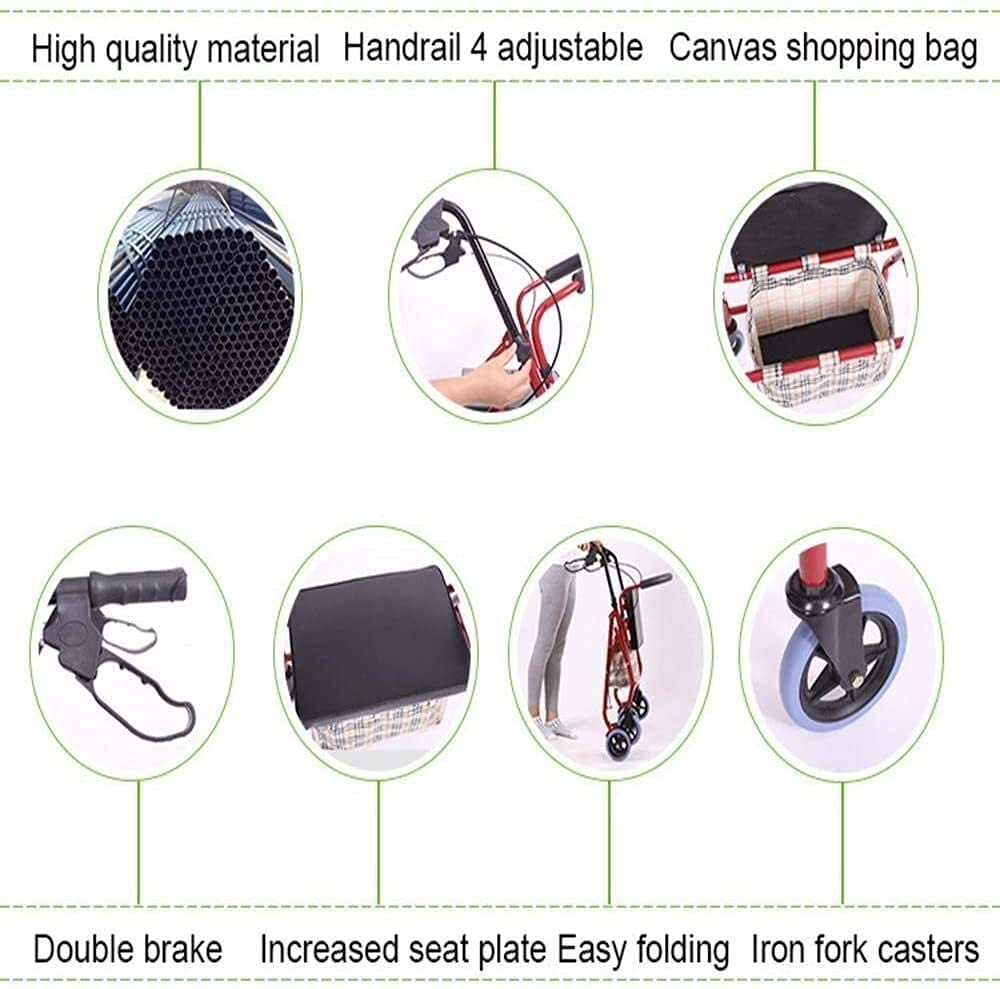 Compact Folding Rolling Walker with Padded Seat and Carry Bag C779703