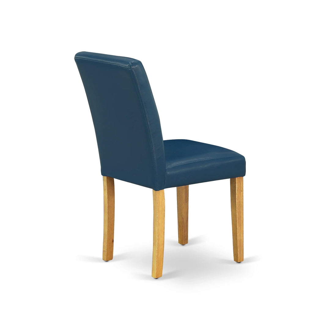 5 Piece Oak Dining Table Set with 4 Blue Faux Leather Chairs K947