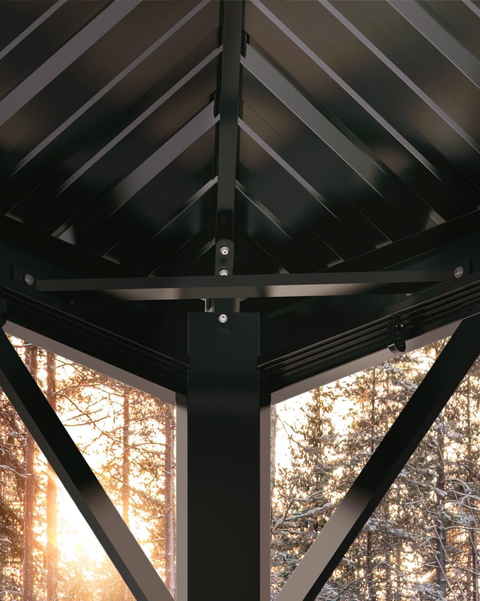 Hardtop Gazebo 12x16 ft with Double Metal Roof, Net, and Curtain F40186
