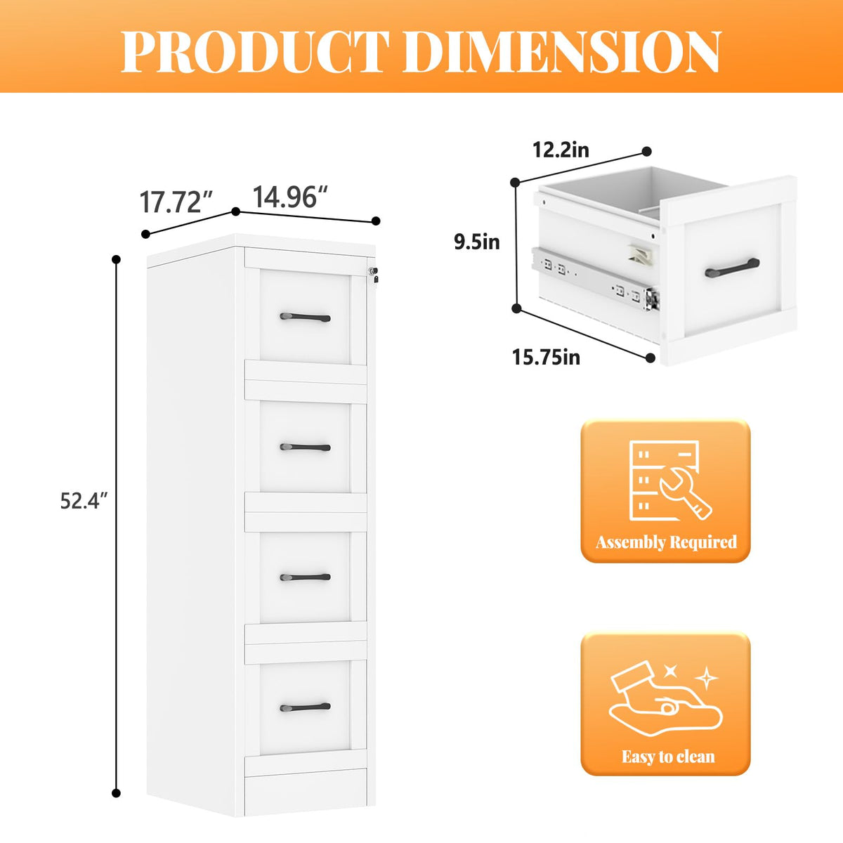 4 Drawer Metal File Cabinet with Lock A78810