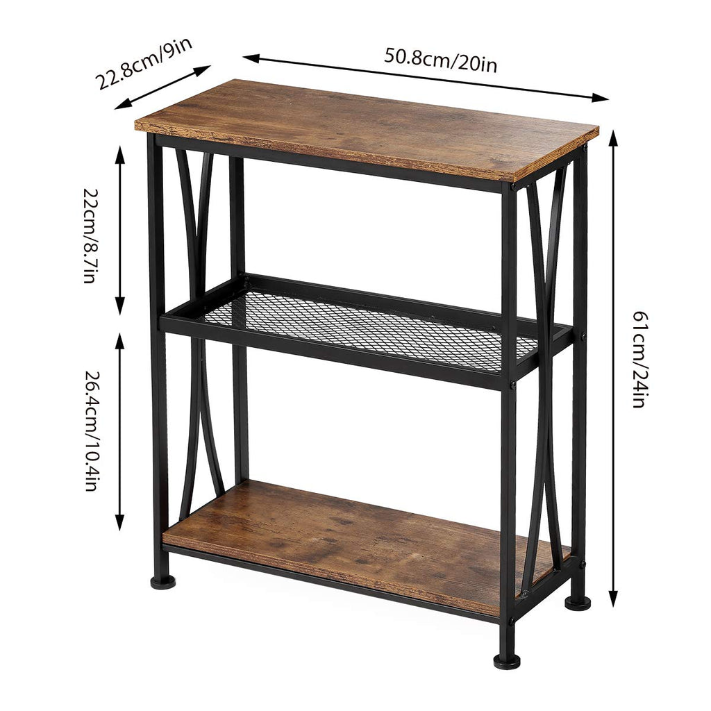 Narrow 3-Tier Side Table with Storage Shelves Y123788