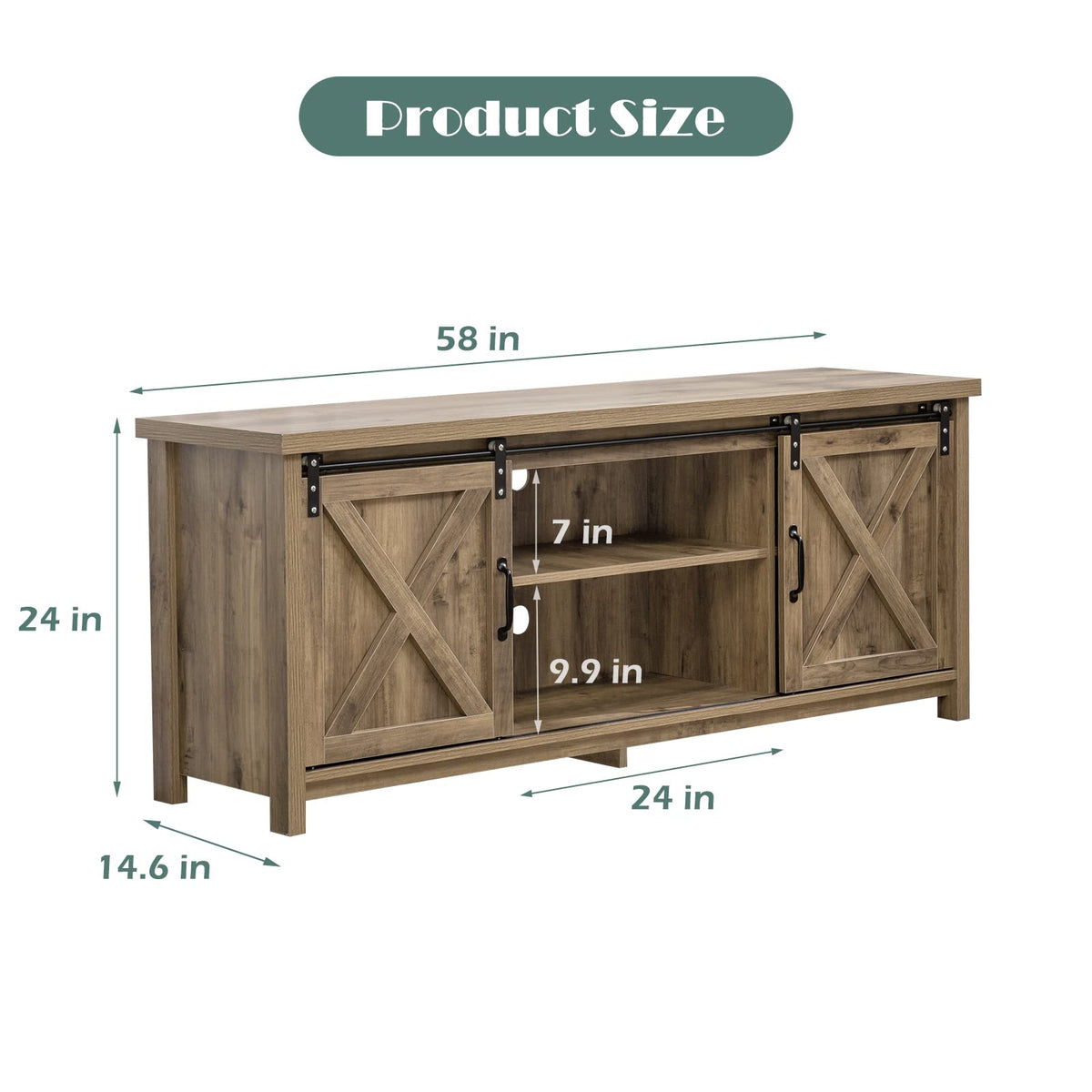 Light Grey Farmhouse TV Stand with Sliding Barn Doors G358