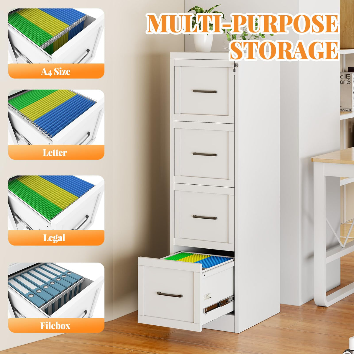 4 Drawer Metal File Cabinet with Lock A78810