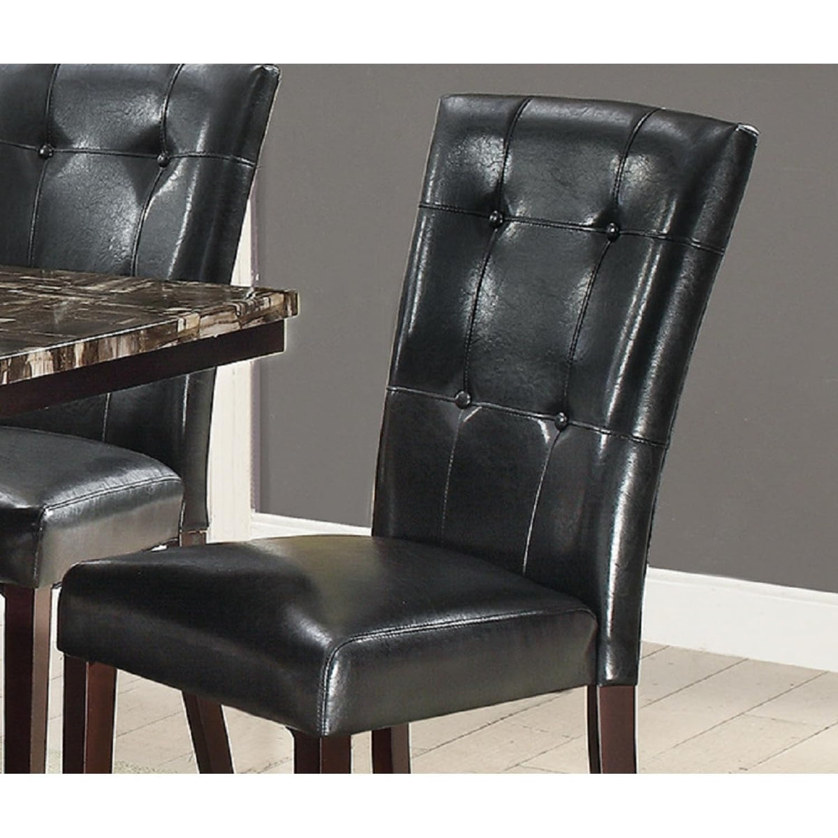Black Faux Leather Dining Chairs Set of 2 O4782