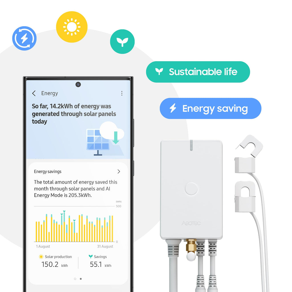Home Energy Meter 8 Z-Wave Long Range 2x200A Clamp-On Sensor J718