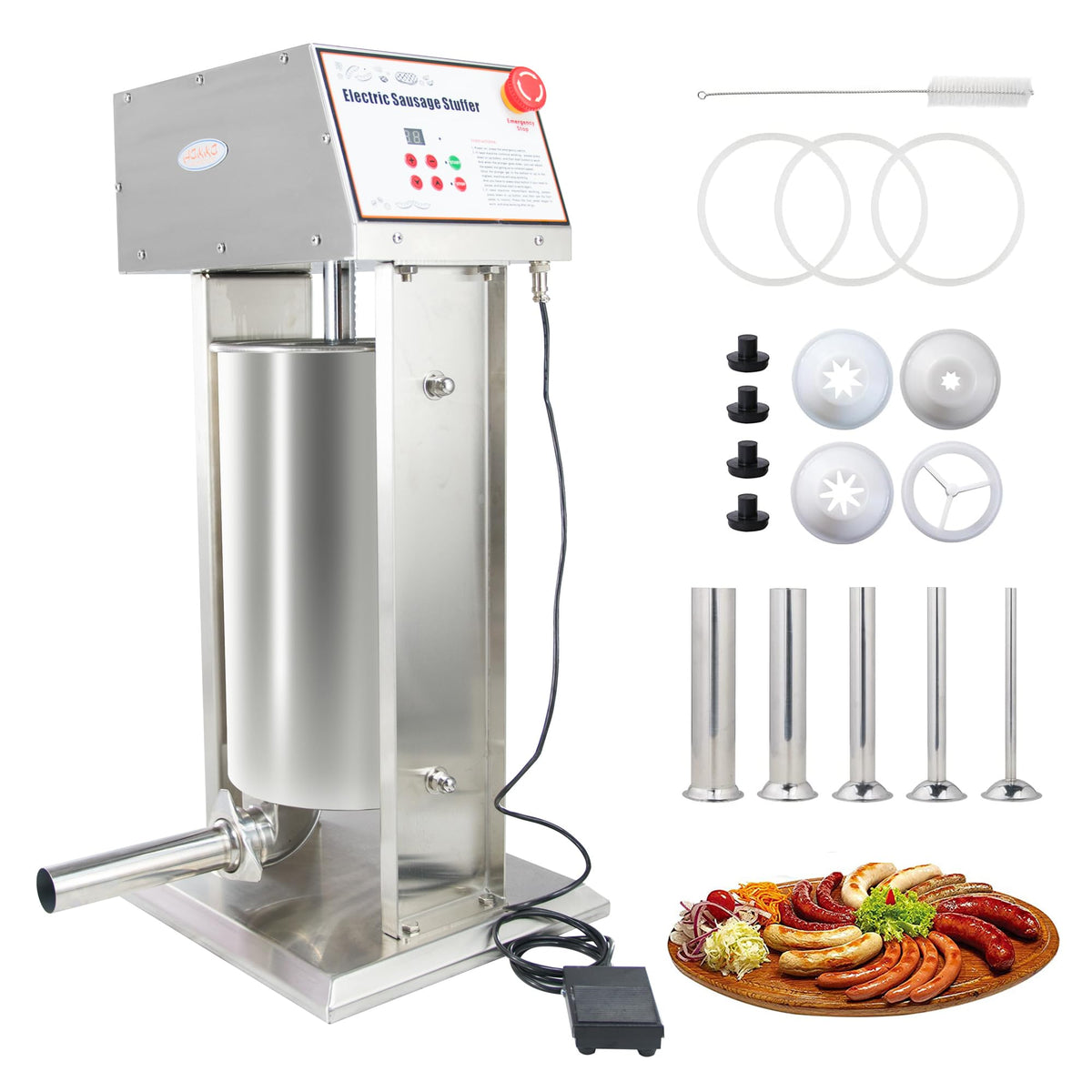 30LB Stainless Steel Electric Sausage Stuffer with 5 Stuffing Tubes L32920