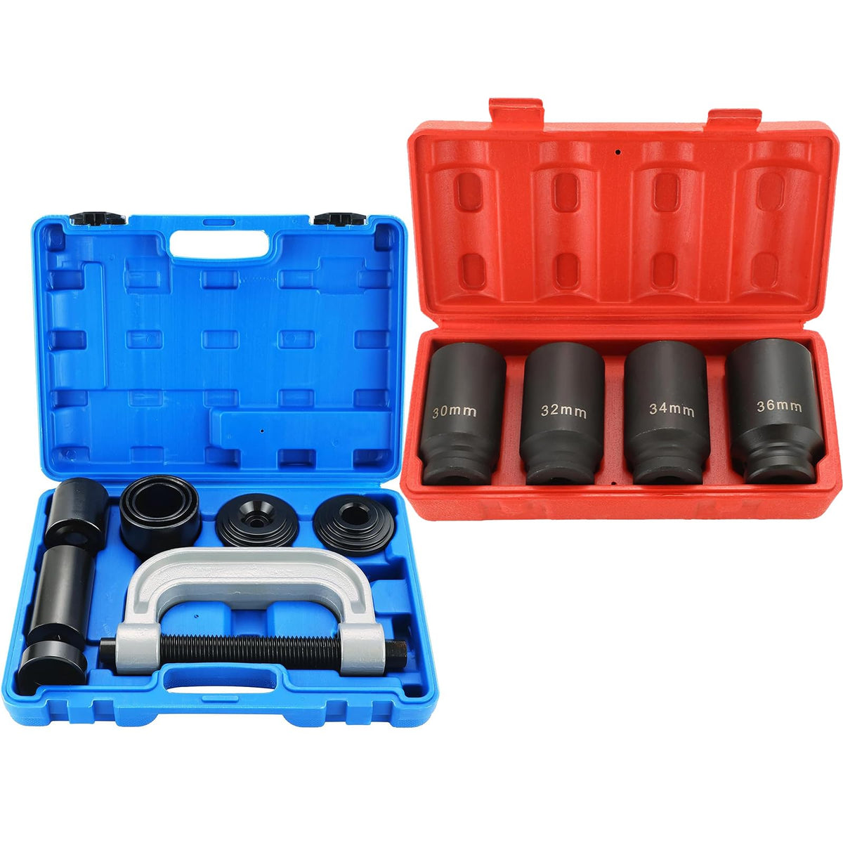 Heavy Duty Ball Joint Press and U Joint Removal Tool Kit & 1/2-Inch Drive Impact Socket Set Q993