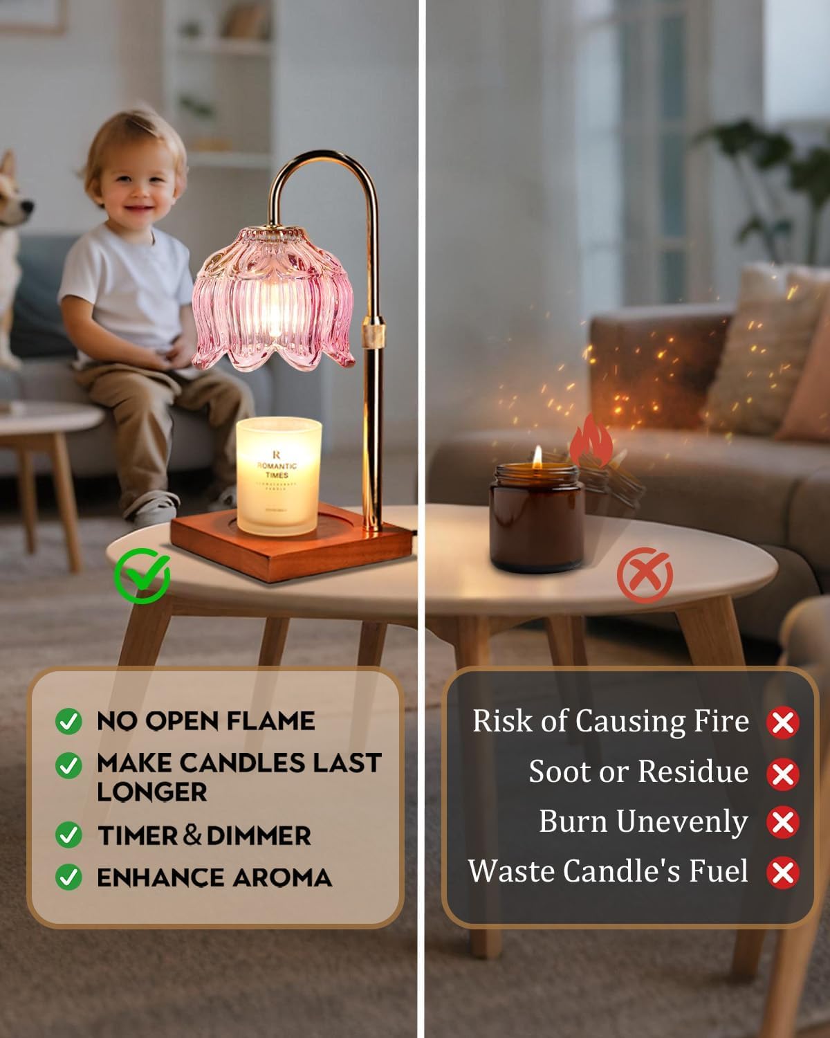 Pink Candle Warmer Lamp with Timer & Dimmer W164