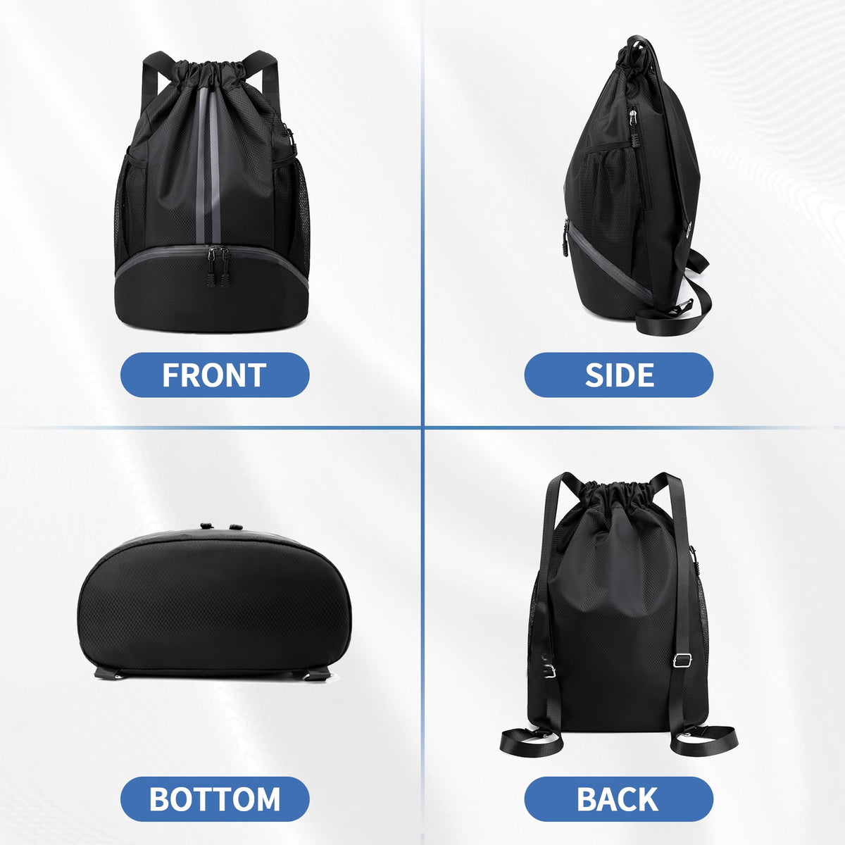 Drawstring Backpack Gym Bag with Shoes Compartment M607295