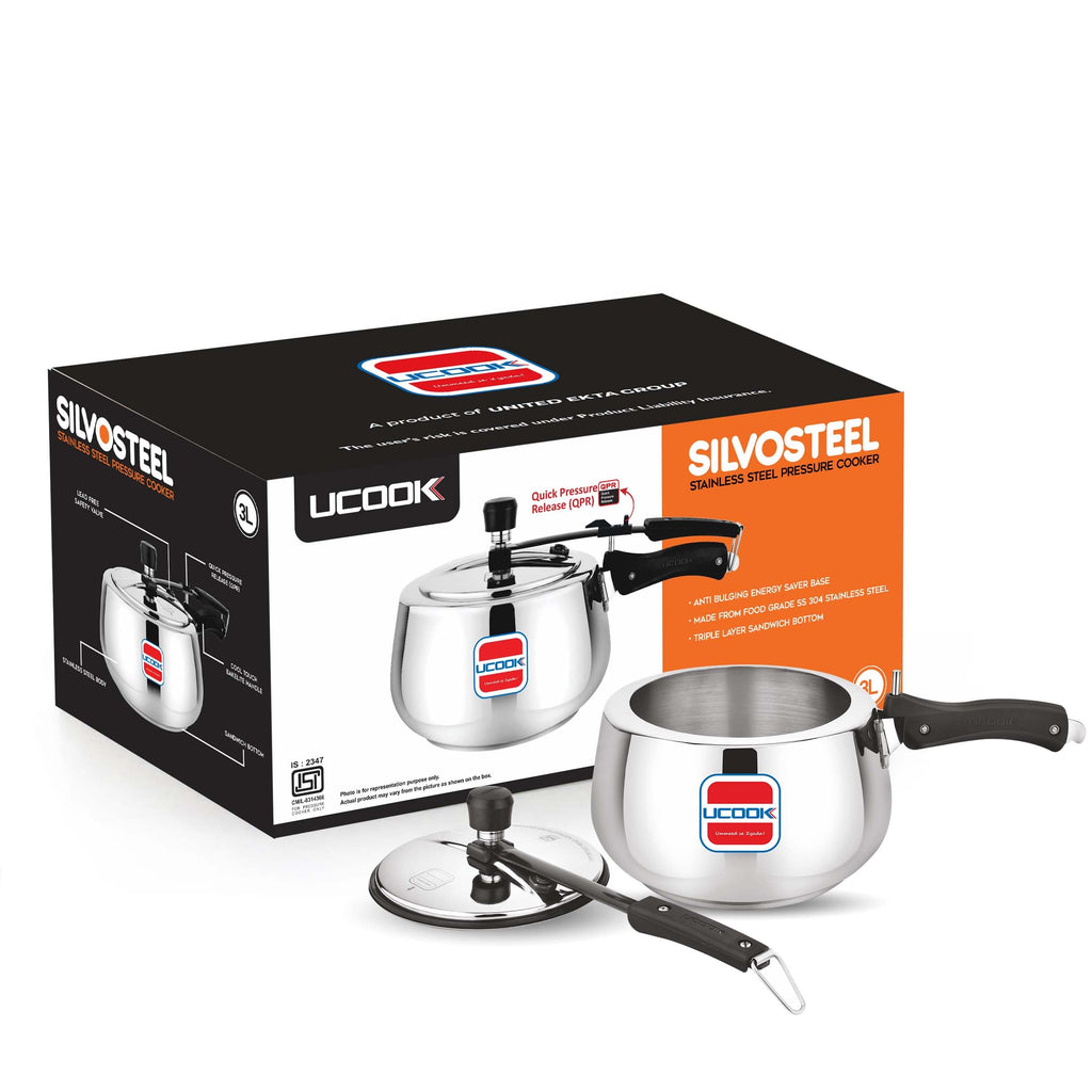 Stainless Steel Induction Pressure Cooker, 3 Litre, Silver V99863