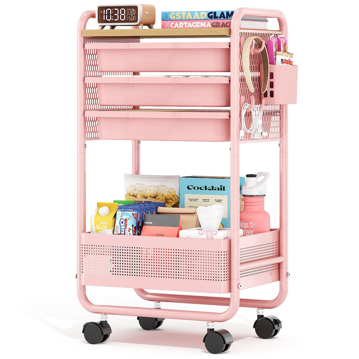 3 Tier Rolling Cart with Drawer M537235