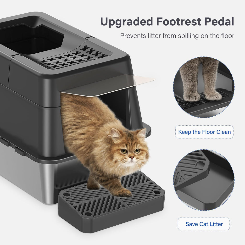 XL Stainless Steel Enclosed Cat Litter Box Q12782
