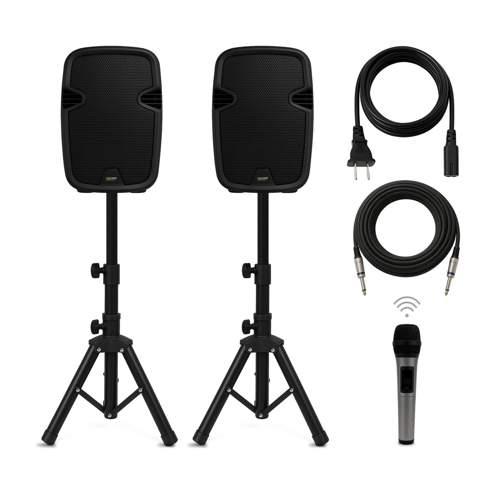 8-Inch Bluetooth PA Speaker Set with Stands and Cable Z3933