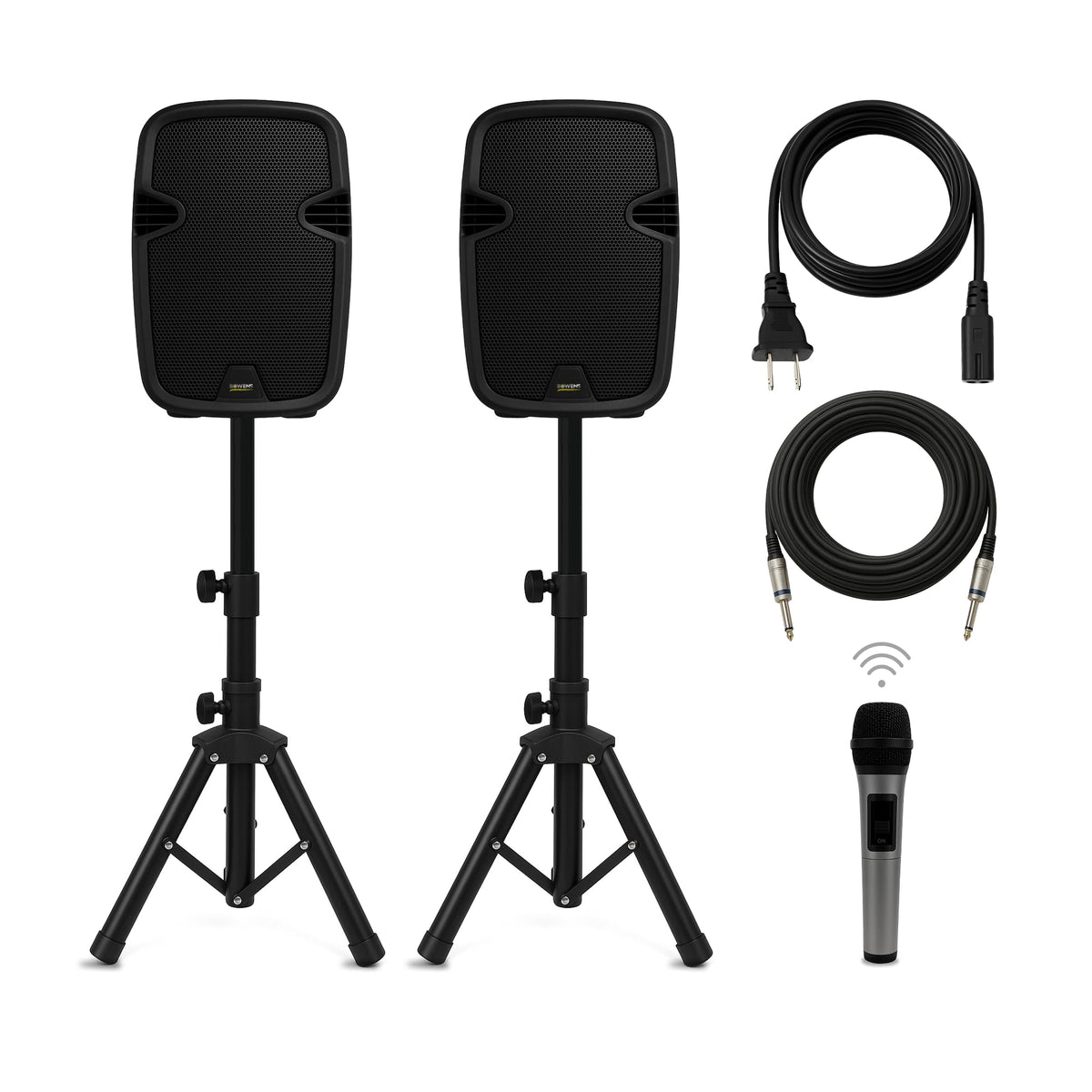 8-Inch Bluetooth PA Speaker Set with Stands and Cable Z3933