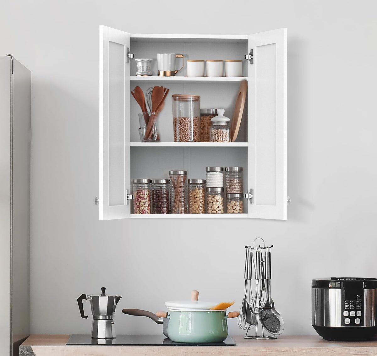 Wall Mounted White Bathroom Storage Cabinet 20x28 inch N828