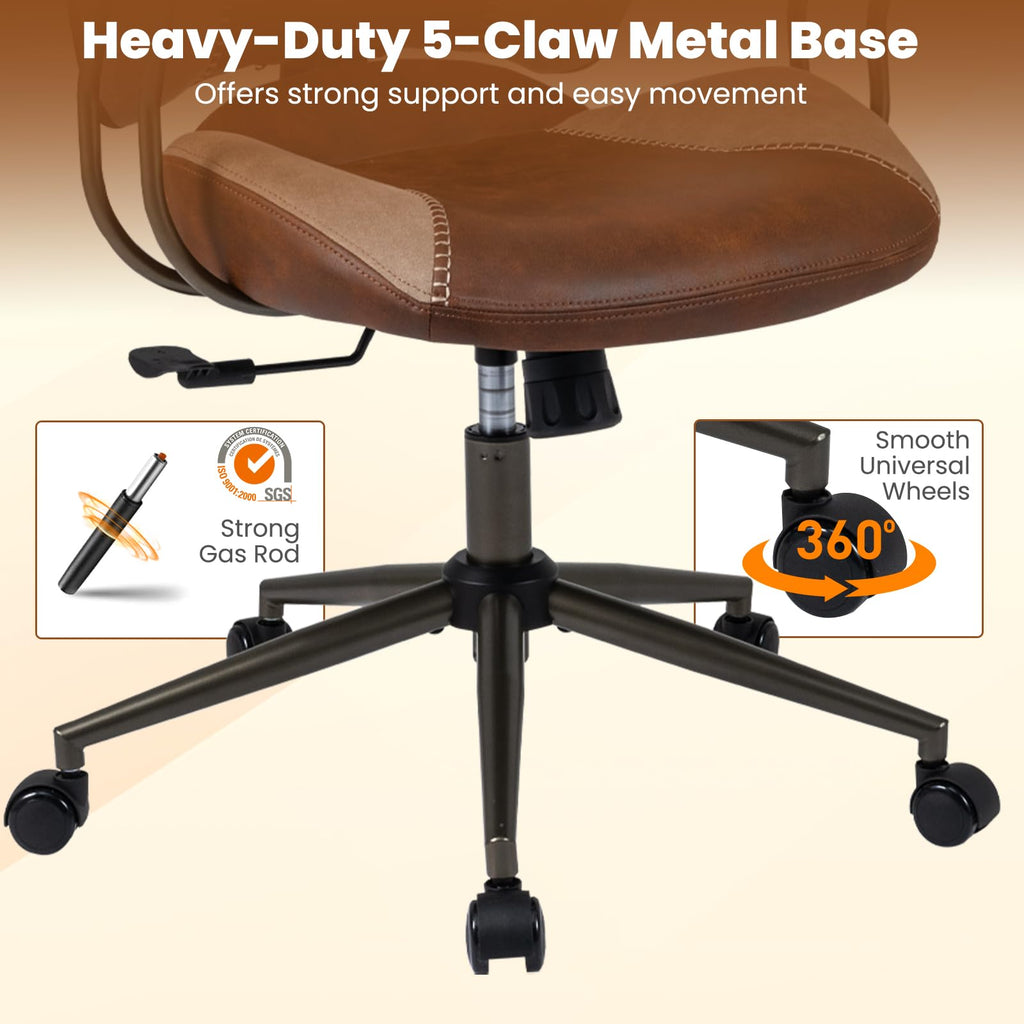 Brown Faux Fur Ergonomic Office Chair with Headrest and Wheels X675